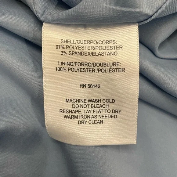 Sky Blue Pleated Faux Wrap Dress Maggie London Size 24-W - Picture 9 of 10